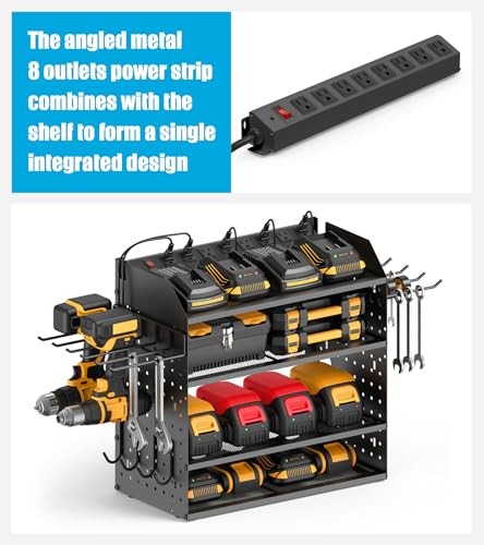 Modular Desk Power Tools Organizer with Charging Station, 4 Layer 6FT Black
