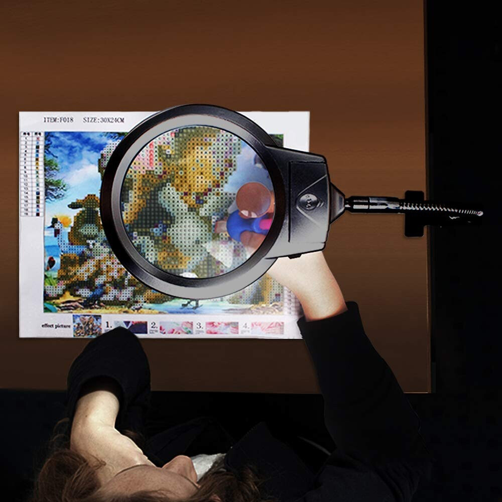 Double LED Magnifying Glass for Table Lamp Floor Stand Reading Magnifying Tool