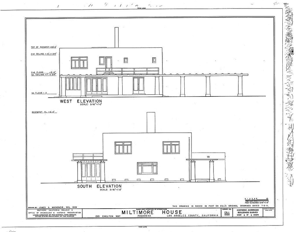 Irving Gill - California mediterranean home plan, PRINTED architectural plans