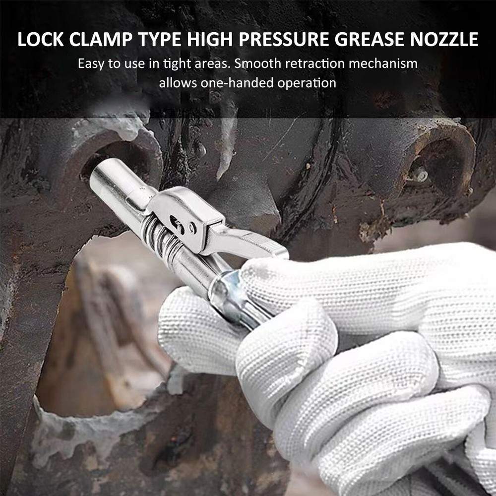 1/8" NPT 10000PSI Grease Gun Coupler Quick Release Locking Grease Nozzle x2