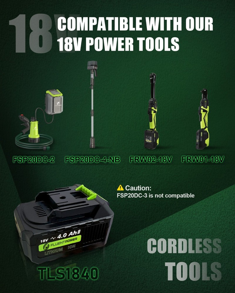 FLUENTPOWER 18V MAX 4.0Ah Lithium-Ion Battery Replacement