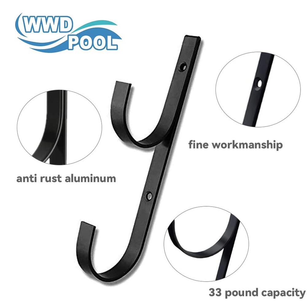 Pool Aluminum Pole Hanger Set Blue 1Pack 2 Hooks 1 Pair