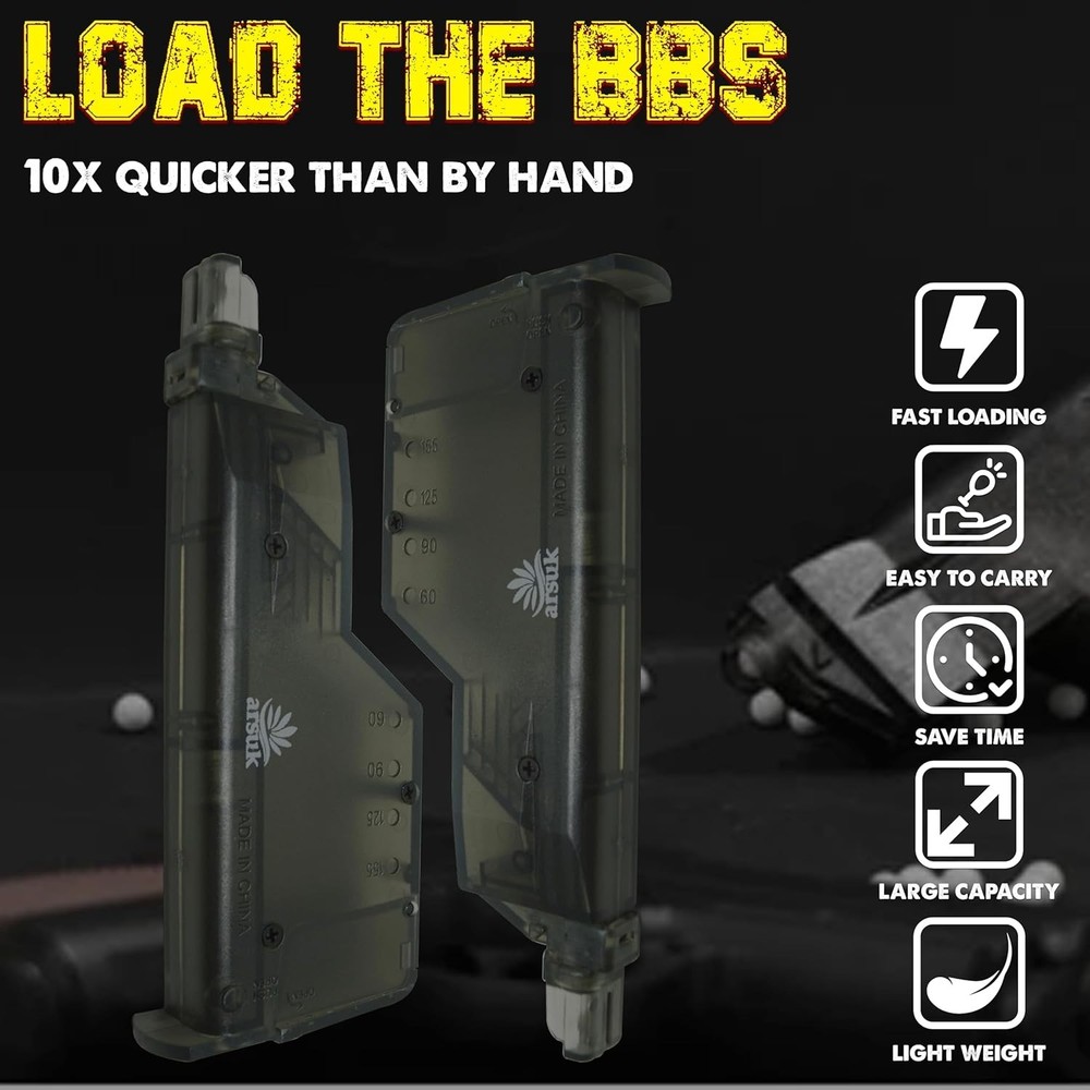 6mm Airsoft Speed Loader with Adapter - Holds 155 Rounds for Fast Loading