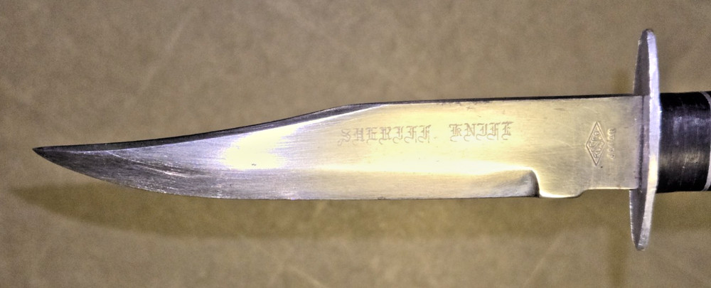 Vintage Fixed Blade Sheriffs Knife Japan with Sheath