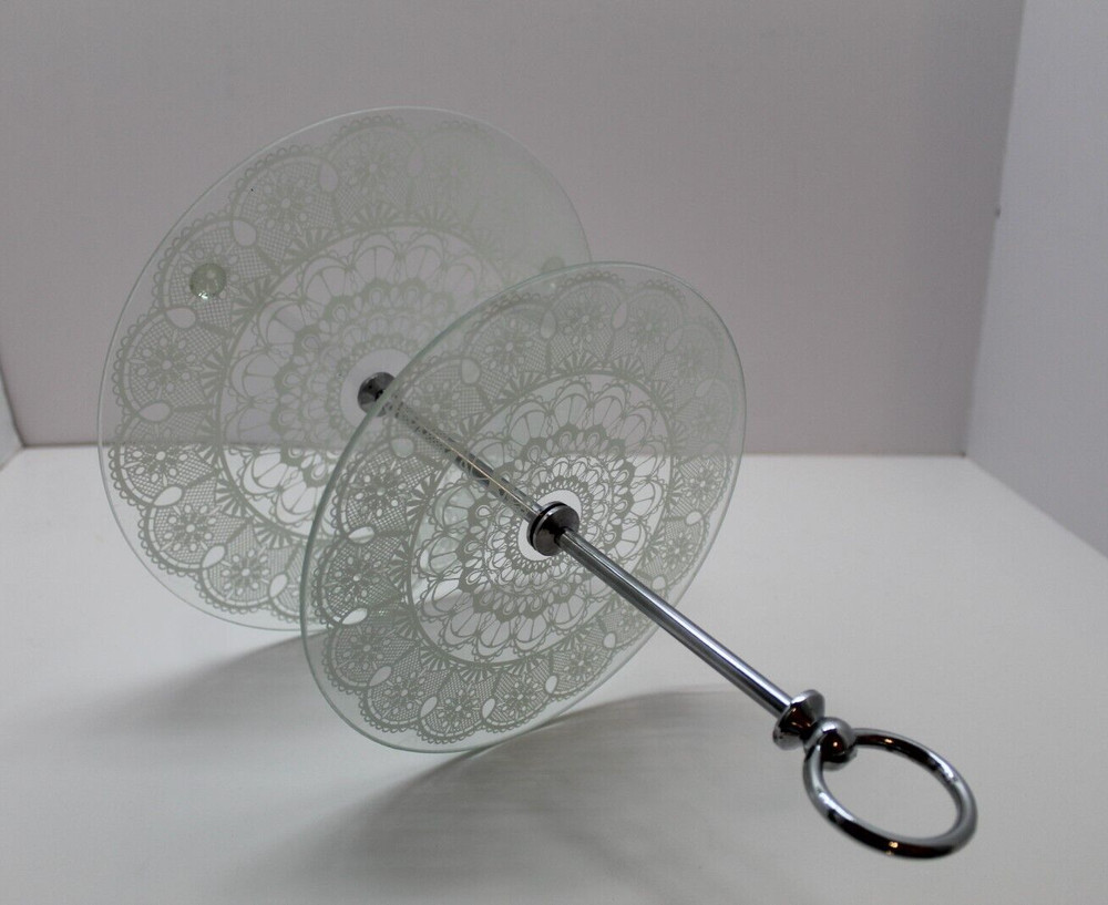Godinger Studio Silversmiths 12" Two-Tier Lace Design Server, NIB, Vintage