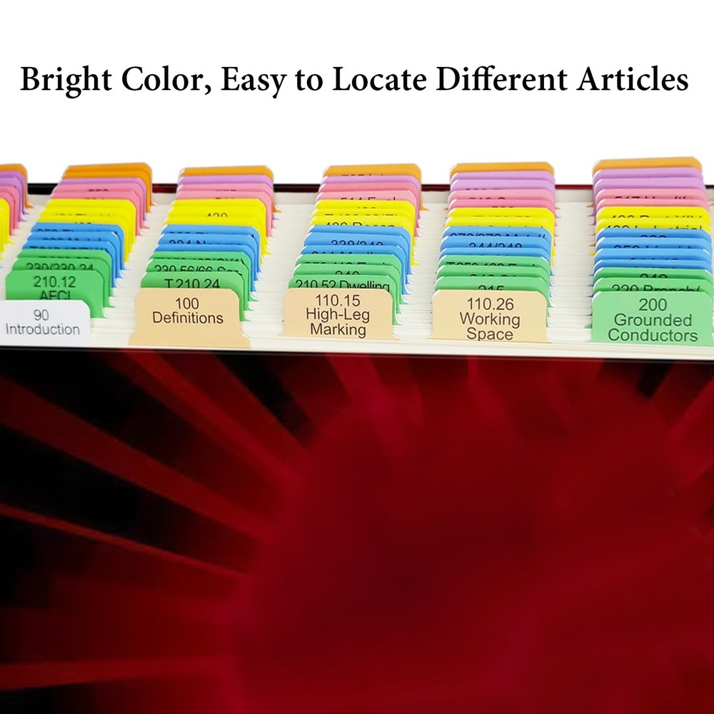 Electrical Code Tabs for NEC 2020, 140 PCS Laminated & Color-Coded for Nation...