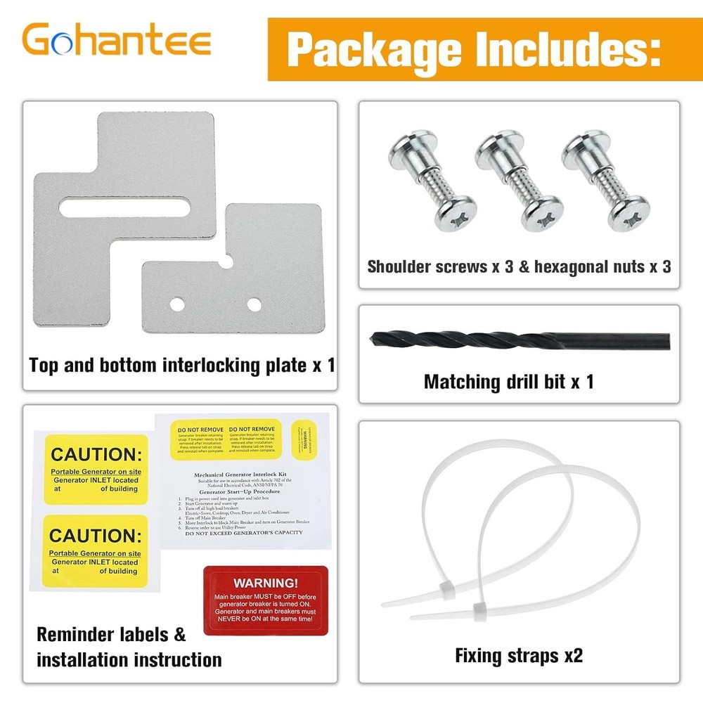 Gohantee Generator Interlock Kit, Main Breaker Interlock Kit Compatible with Sie