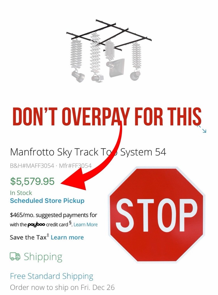 Custom Ceiling Mount Studio Rail System (Kit)