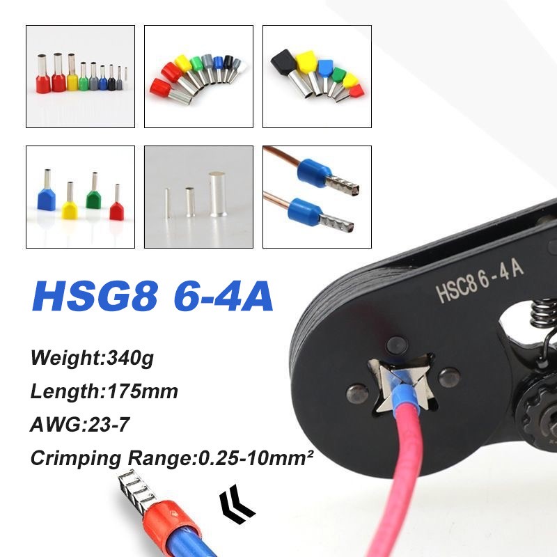 0.25-10mm² Self Adjusting Ferrules Crimper Crimping Plier Wire Terminal End Tool