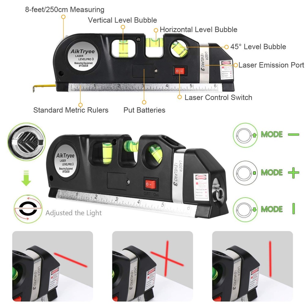 Laser Level Tool Multipurpose Line Kit With triangle Black
