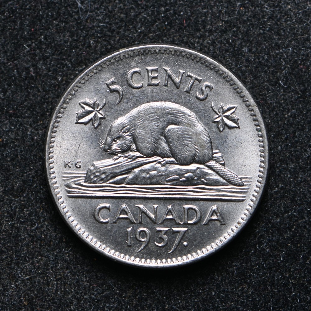 1937 Canada Five Cent Dot CH BU+ (cn15669)