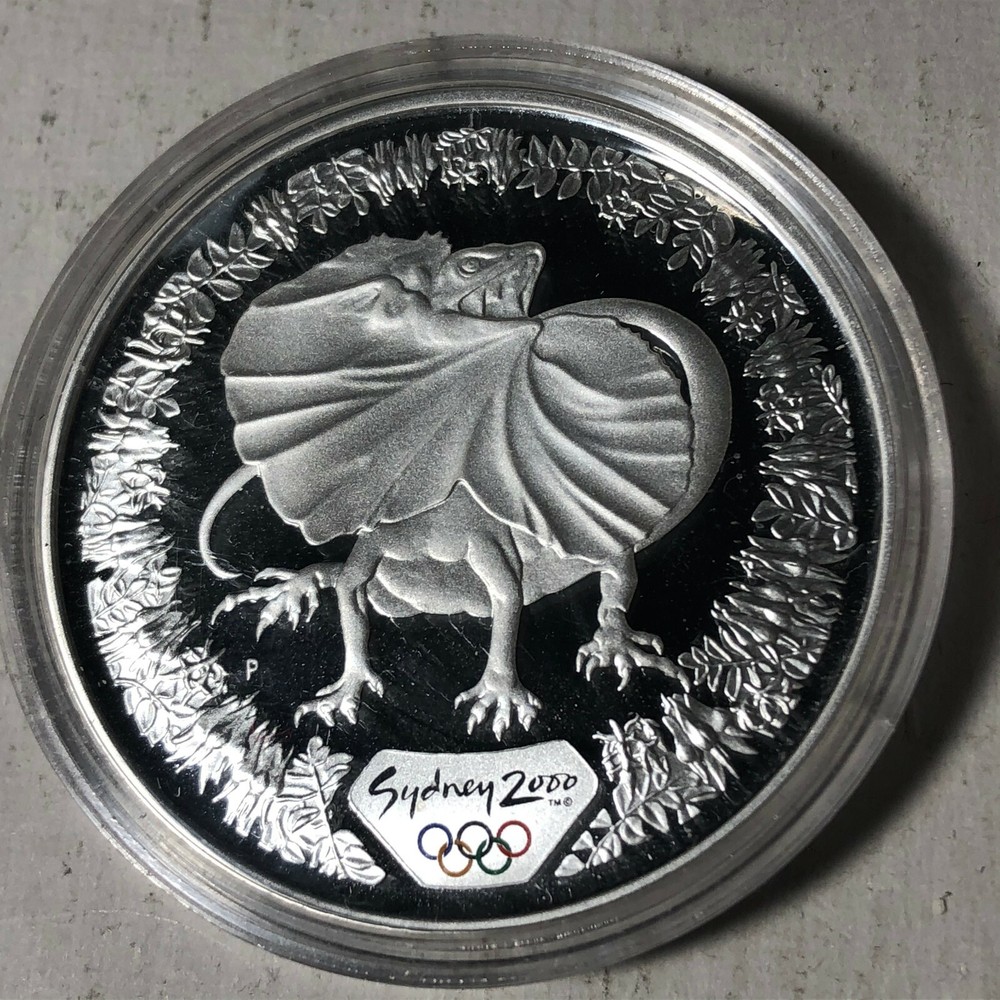 2000 Australian $5 Dollar Sydney Olympics Lizard 1 Ounce Silver Coin