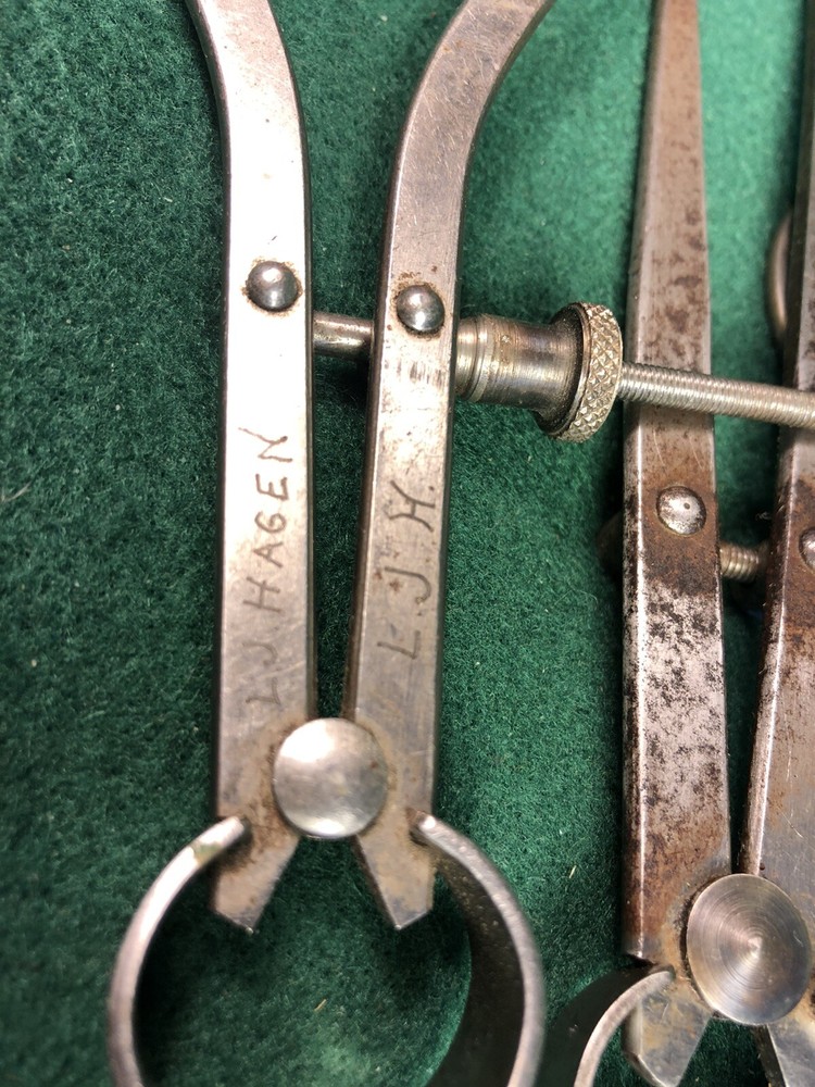 Three Vintage Union Tool Spring Calipers Inside & Outside Dividers