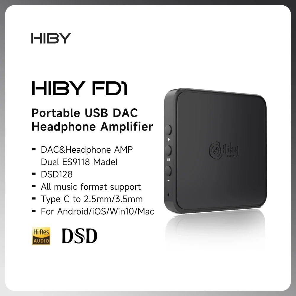 HiBy FD1 Type C USB DAC Headphone Amplifier Decoder HiFi Audio DSD128 MQA For Mu