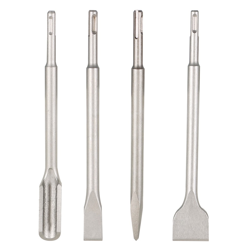 4 Pcs High Quality SDS Plus Chisel Bits Flat Chisel Grooving Chisel Point Chisel