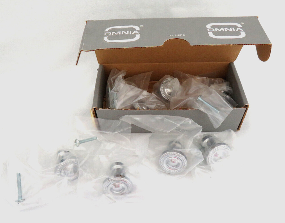 Omnia Cabinet Drawer Pull Knobs ~ Polished Chrome ~ 9 Piece ~ New in Pkg.
