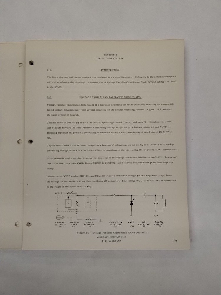 Bendix RT-221 Comm Receiver-Transmitter CNS-220 VHF Comm/Nav Maintenance Manual