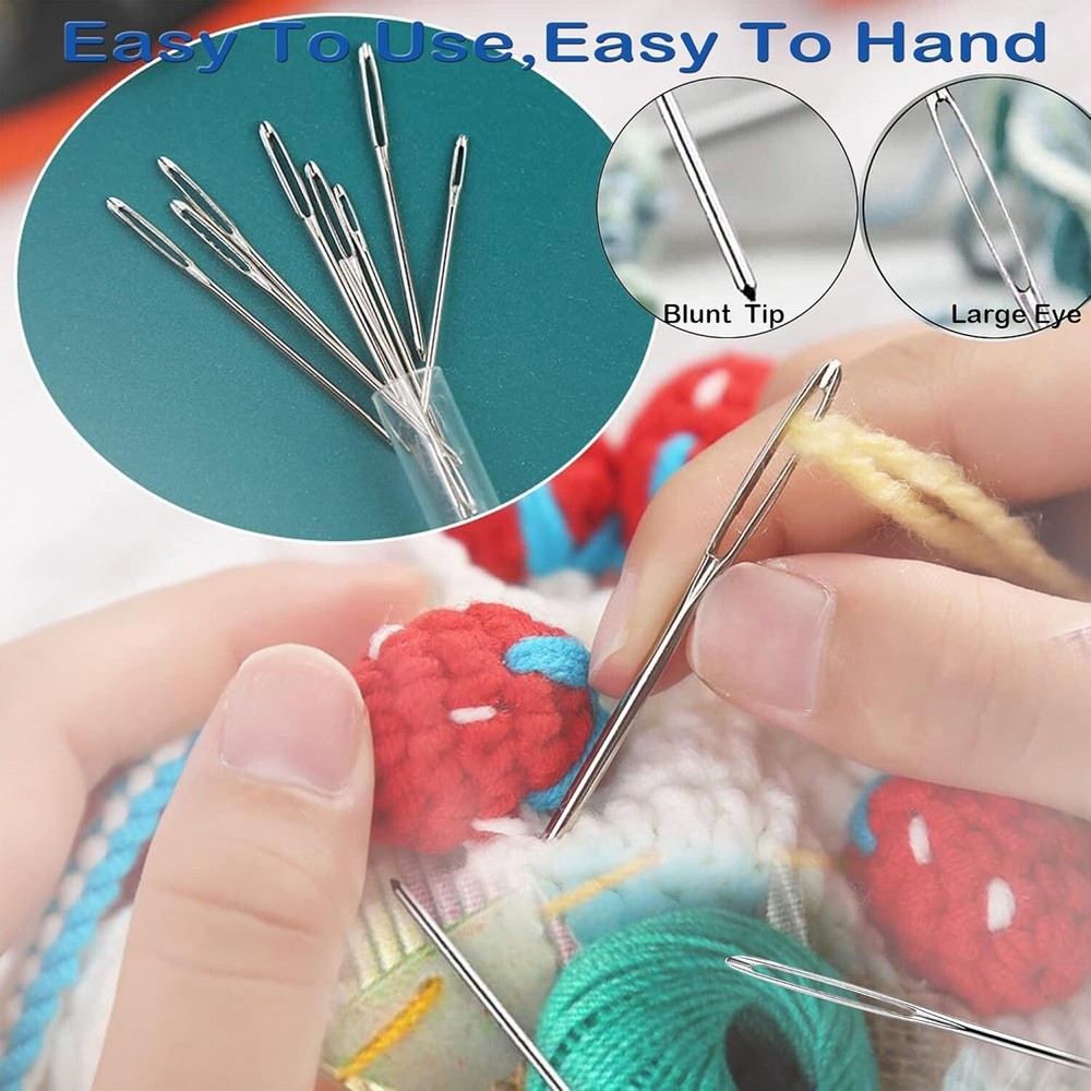 9 Piece Blunt Needles Set - Effortless Yarn Threading with Large Eye Design