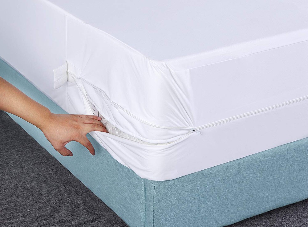 Premium Zippered Waterproof Mattress Encasement Bed Bug Proof Knitted Polyester