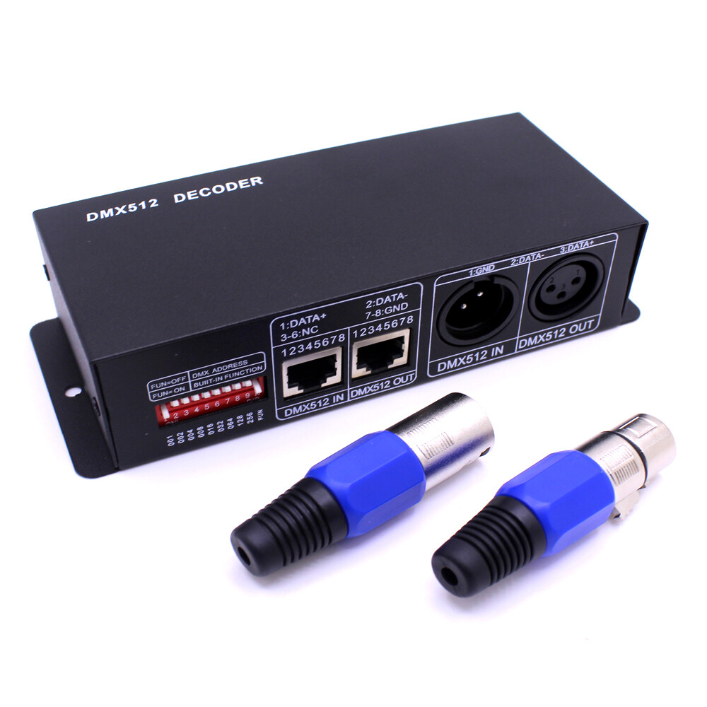 4CH DMX 512 Decoder Led Digital Controller RGBW 4 Channel Dimmer DC 12V-24V