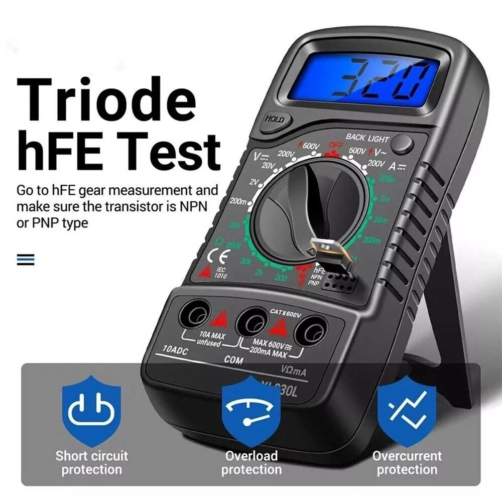 1Pc LCD Digital Multimeter Voltmeter Ammeter Ohmmeter Volt AC DC Diode Tester