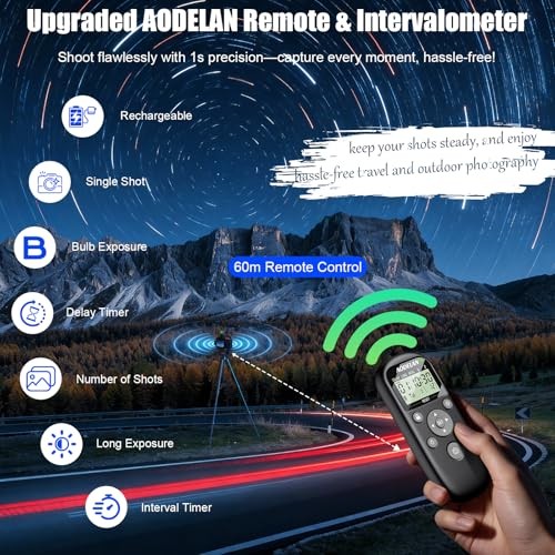 AODELAN Canon Cameras Rechargeable Timer Shutter Release Remote Control with LCD