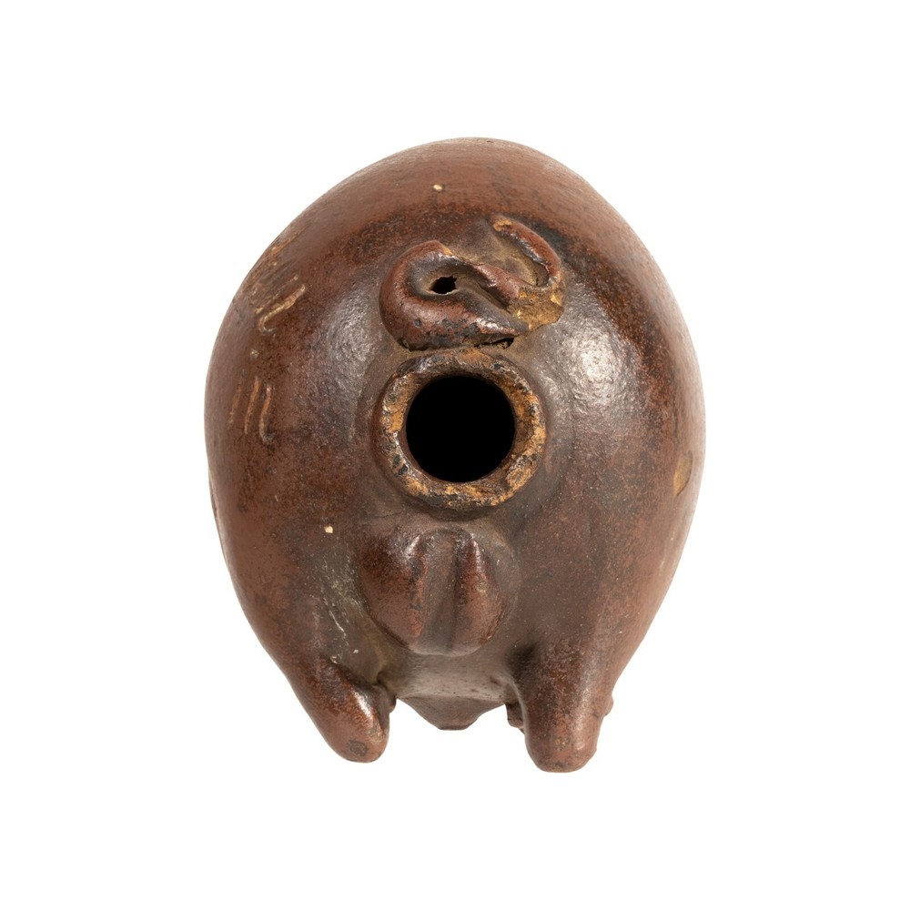 Albany Slip Glazed Stoneware Pig Flask