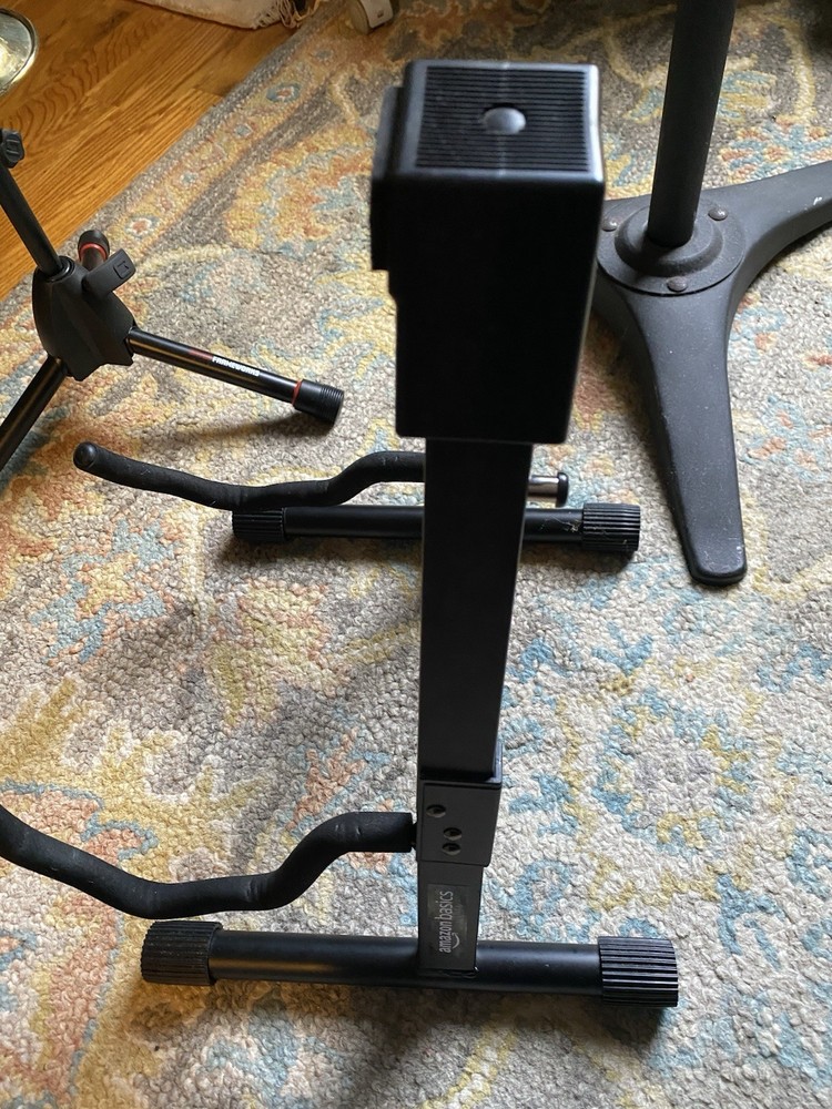 Amazon Basics Adjustable Guitar Folding A-Shape Frame Stand Black