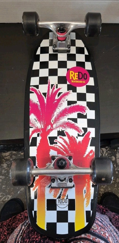ReDo Shorty Cruiser Palm Checkers Skateboard EUC