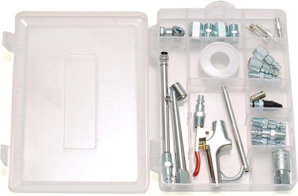 Complete Air Tool Set: 25 essentials in a Clear Storage Case for Easy Use