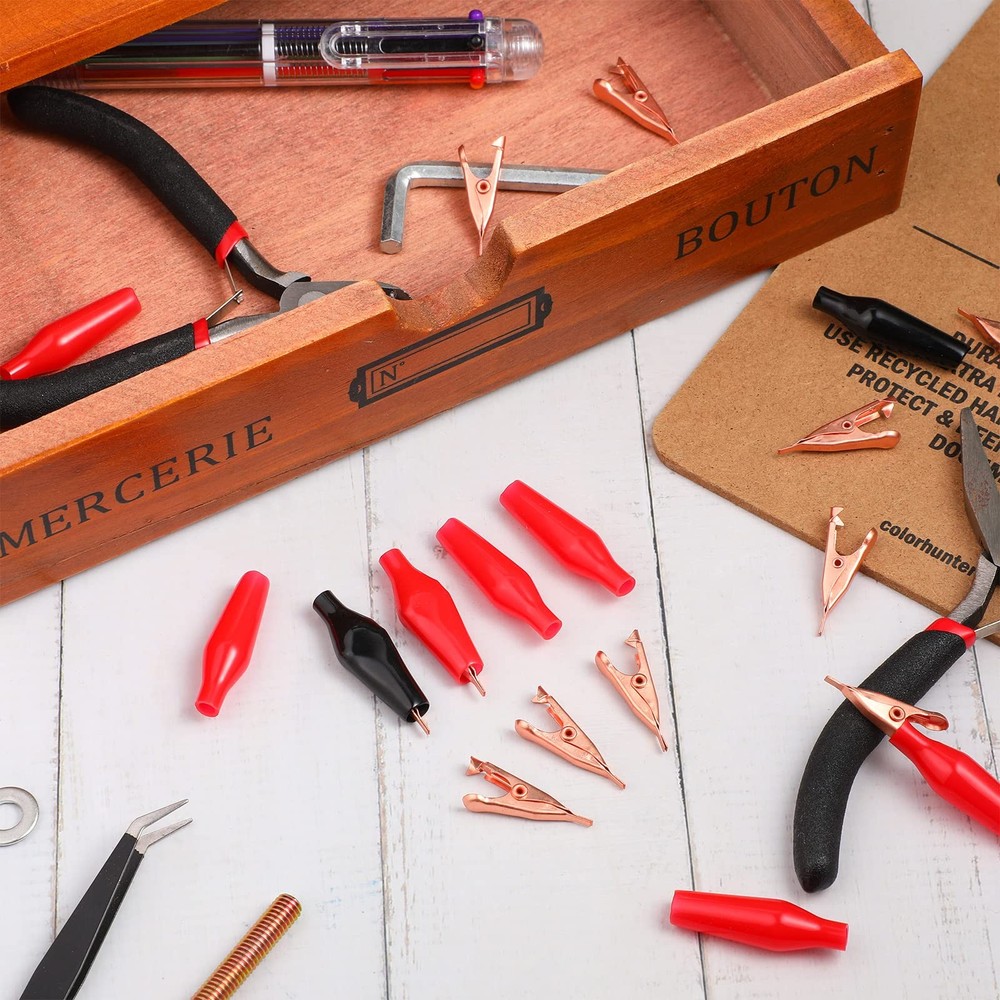 20 Pack Micro Toothless Alligator Test Clips Small Solid Copper Alligator