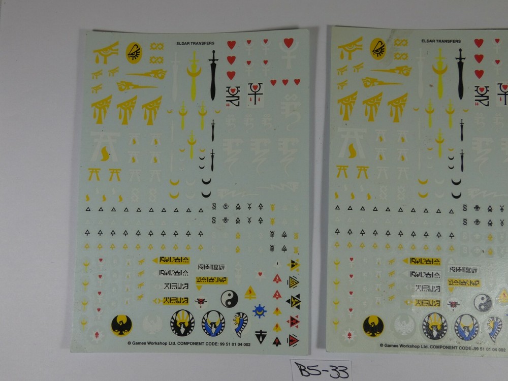 Eldar Transfer Sheet x 2 Fully Intact 40k B533