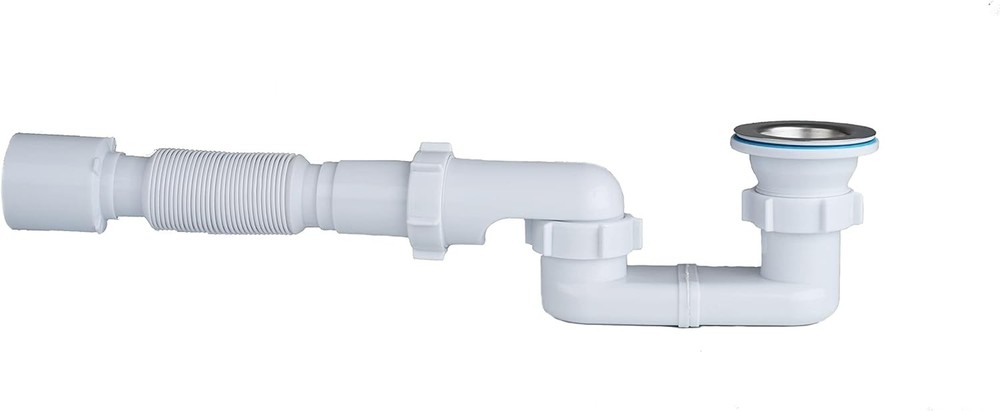 Bath Shower Drain Low Profile p Trap 1 1/2" Flat Kit for White