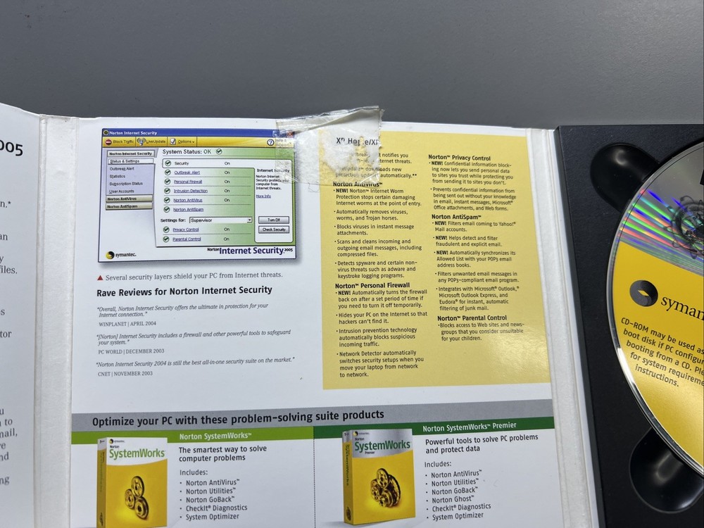 Norton Internet Security With Key Windows 2005 Mailer CD Vintage PC