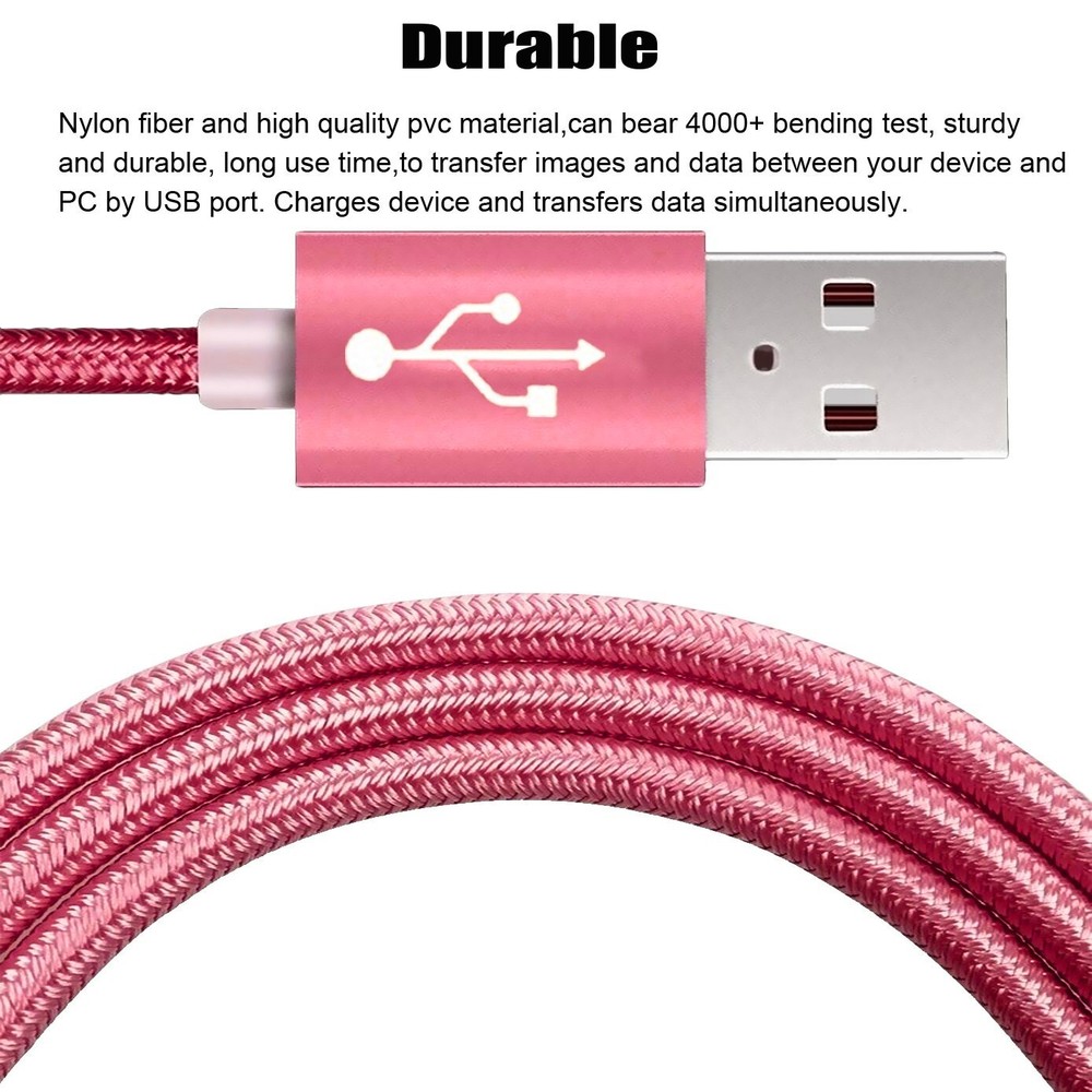 3-Pack USB to USB C Type C Fast Charging Data SYNC Charger Cable Cord 6FT Pink