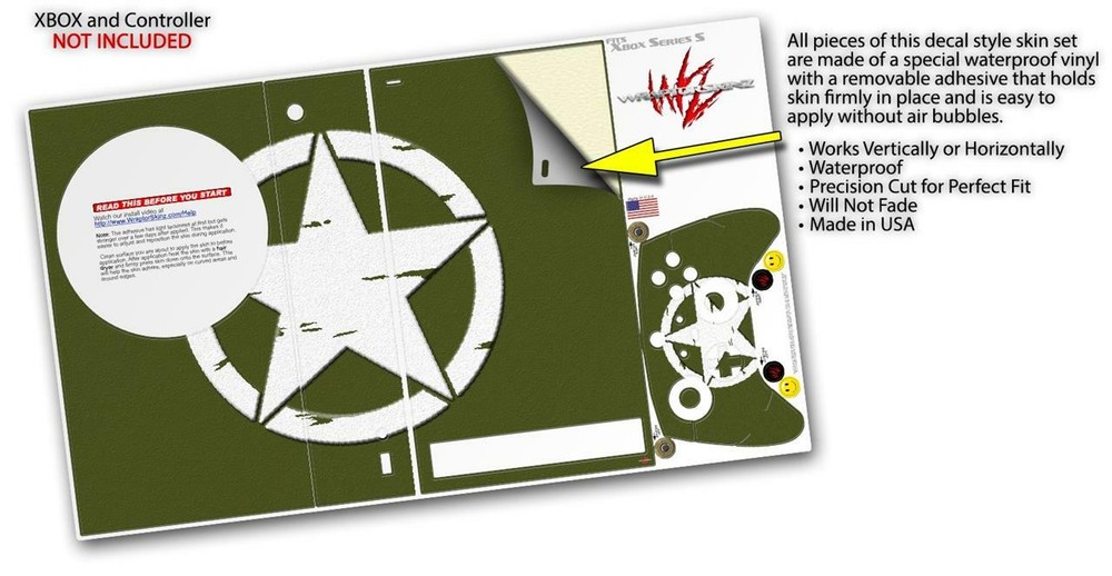 Skins XBOX Series S Console Controller Distressed Army Star