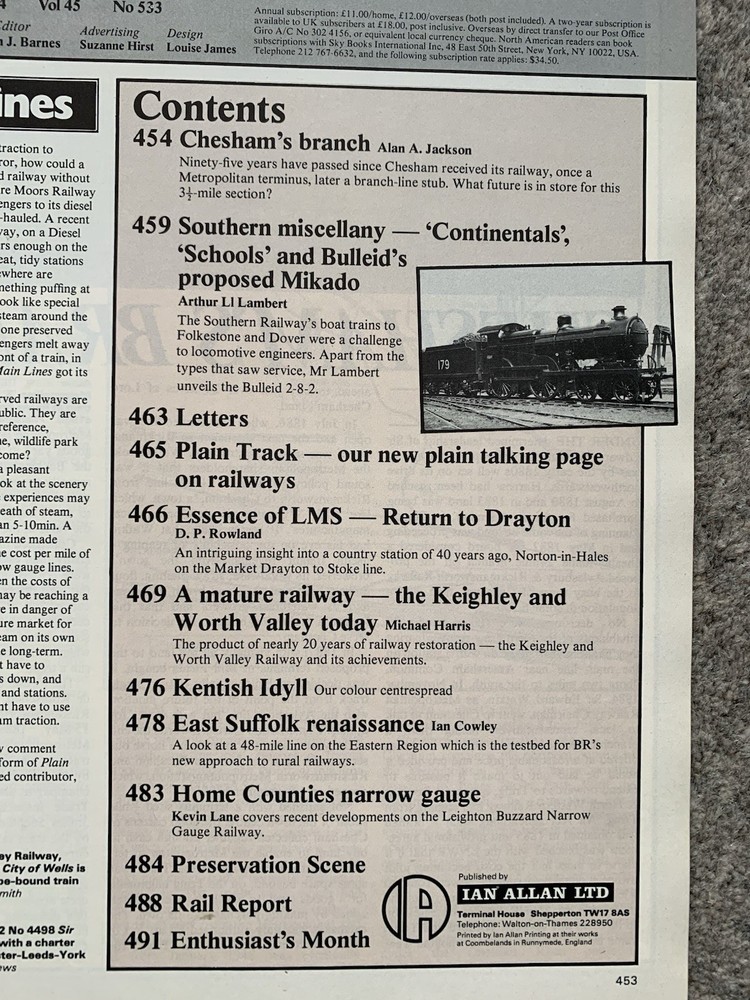 Railway World Magazine - 1984 - 4 issues