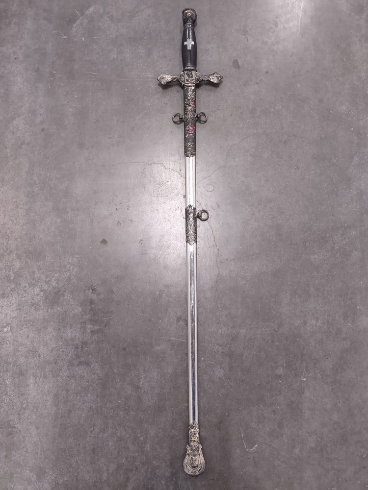 Antique Knights Templar Ceremony Sword With Leather Case.