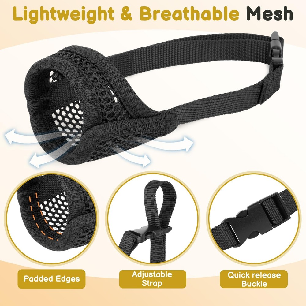 Mesh Muzzle for Short Snout Dogs - Anti-Biting, Breathable, Panting Allowed