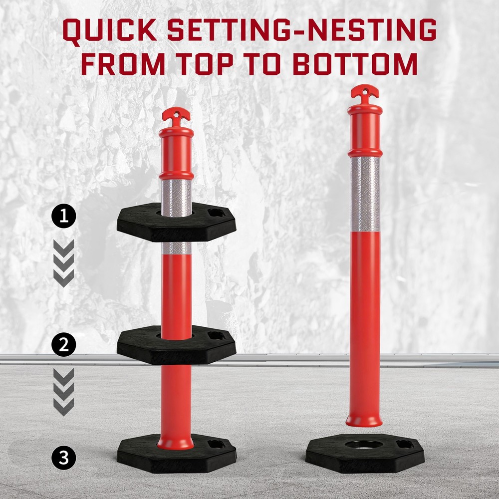 3 Pack 45 inch Orange Traffic Delineator Post Cone for Traffic Control Warning