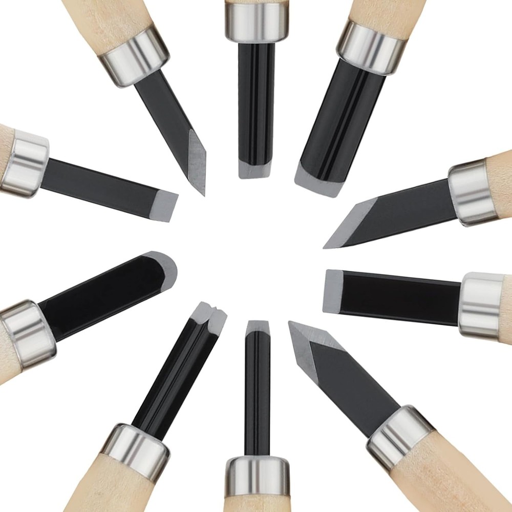 10 Piece Wood Carving Hand Chisel Tool Set Professional Woodworking Gouges Steel