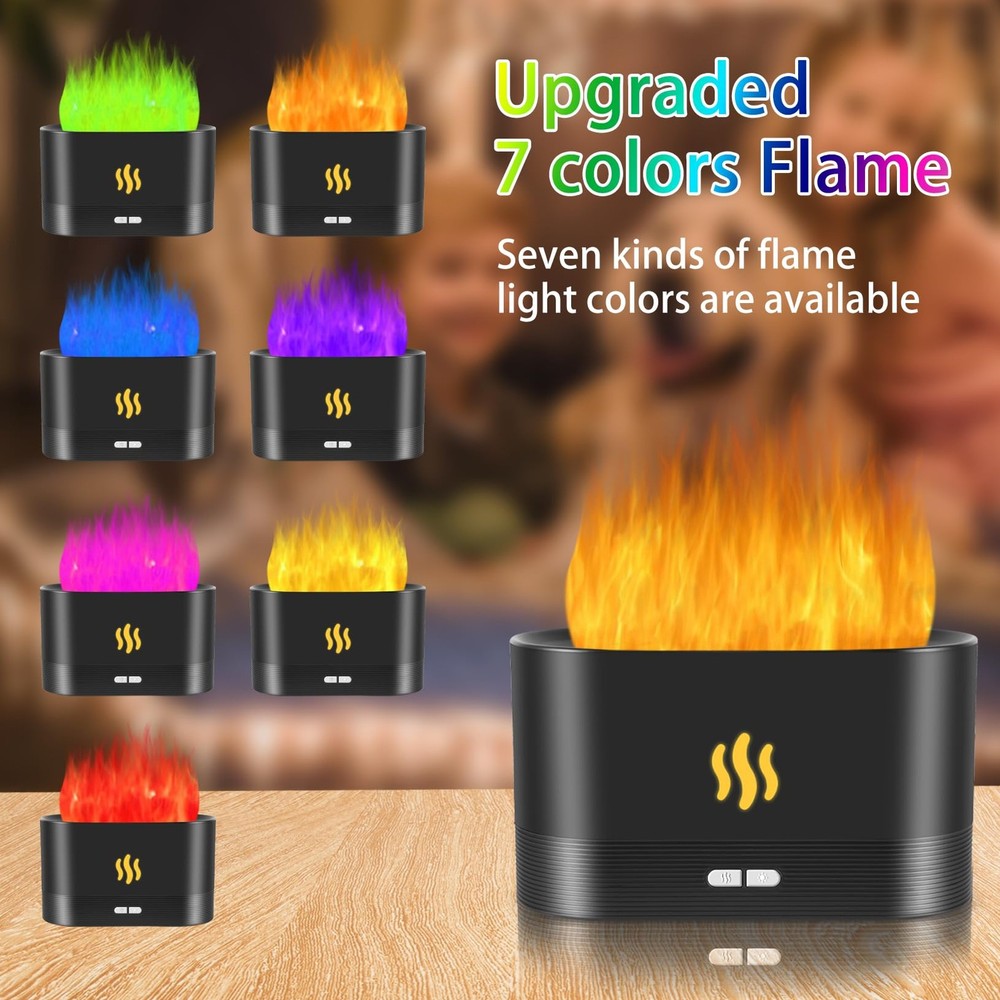 Flame Diffuser Humidifier-Auto Off 180ml Essential Oil Diffuser-2 Modes Brigh...