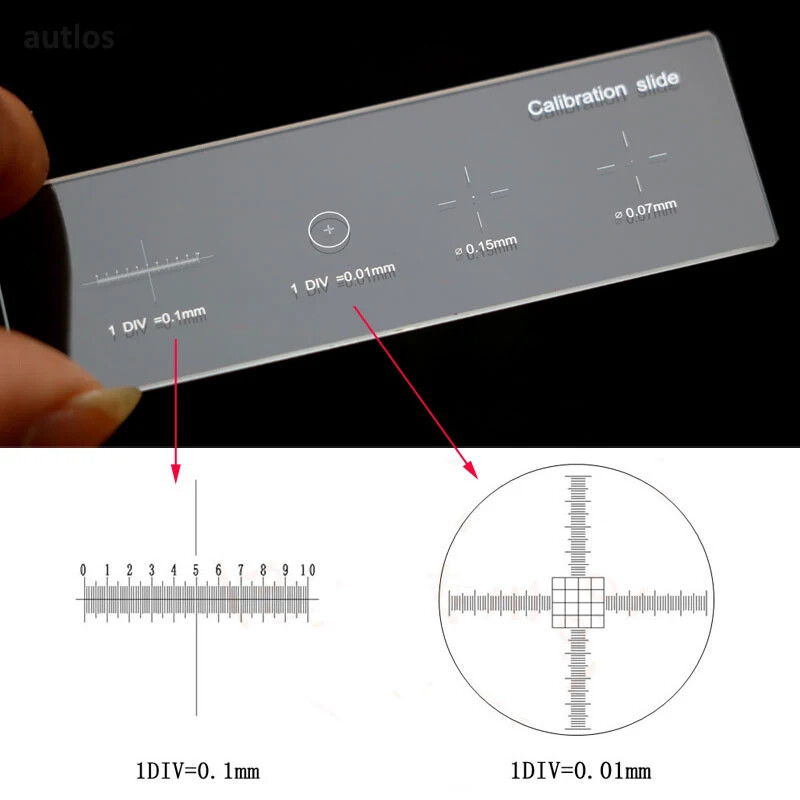 Microscope Slides Reticle Calibrating Slide Ruler Cross Microscope Calibration