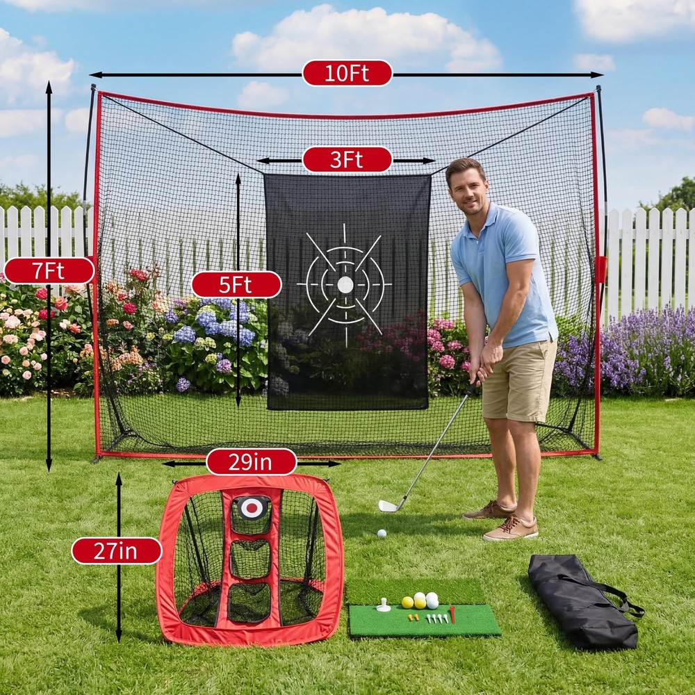 Golf Practice Net Golf Hitting Aid Training Chipping w/ Target Backyard Outdoor