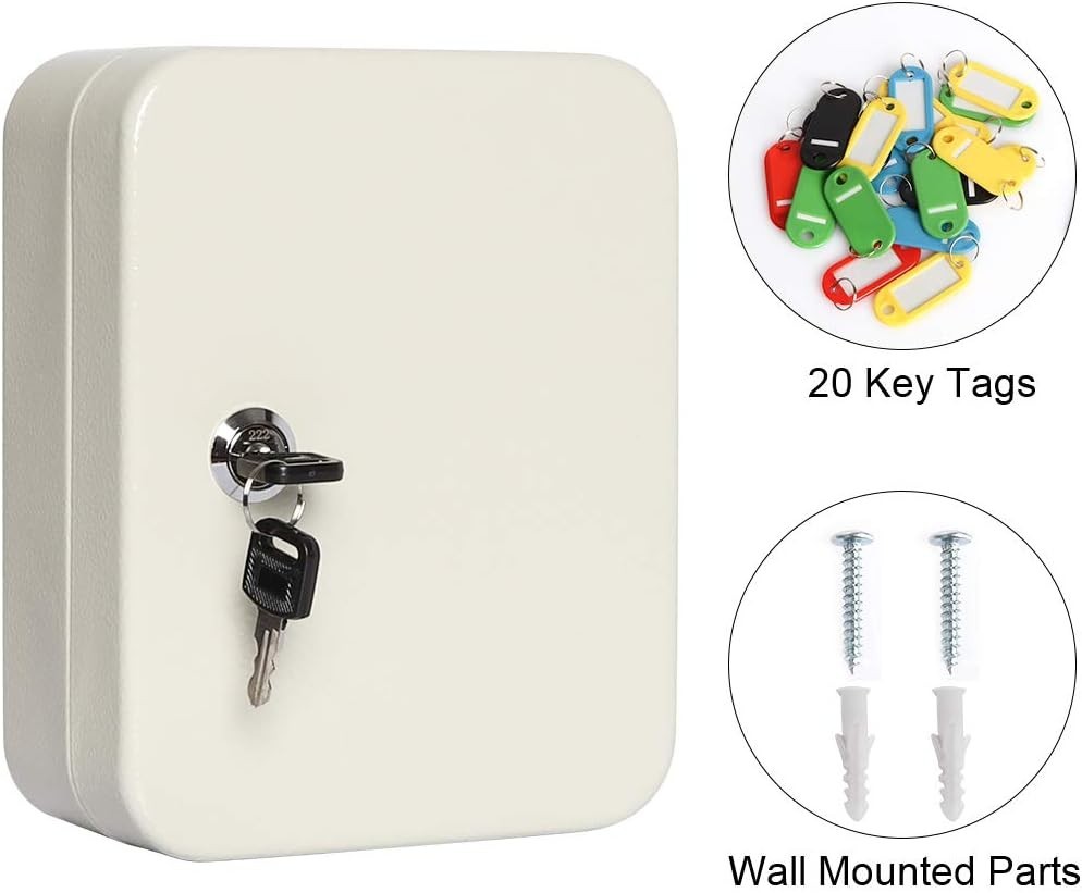 Key Cabinet Wall Mount,Locking Organizer,Key Storage Lock Small, White