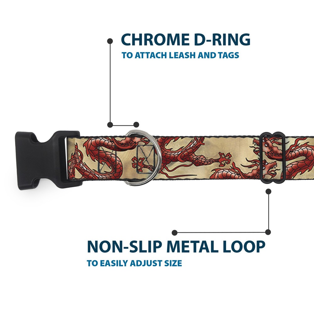 Plastic Clip Collar Dragons Tan Medium 11-16.5"