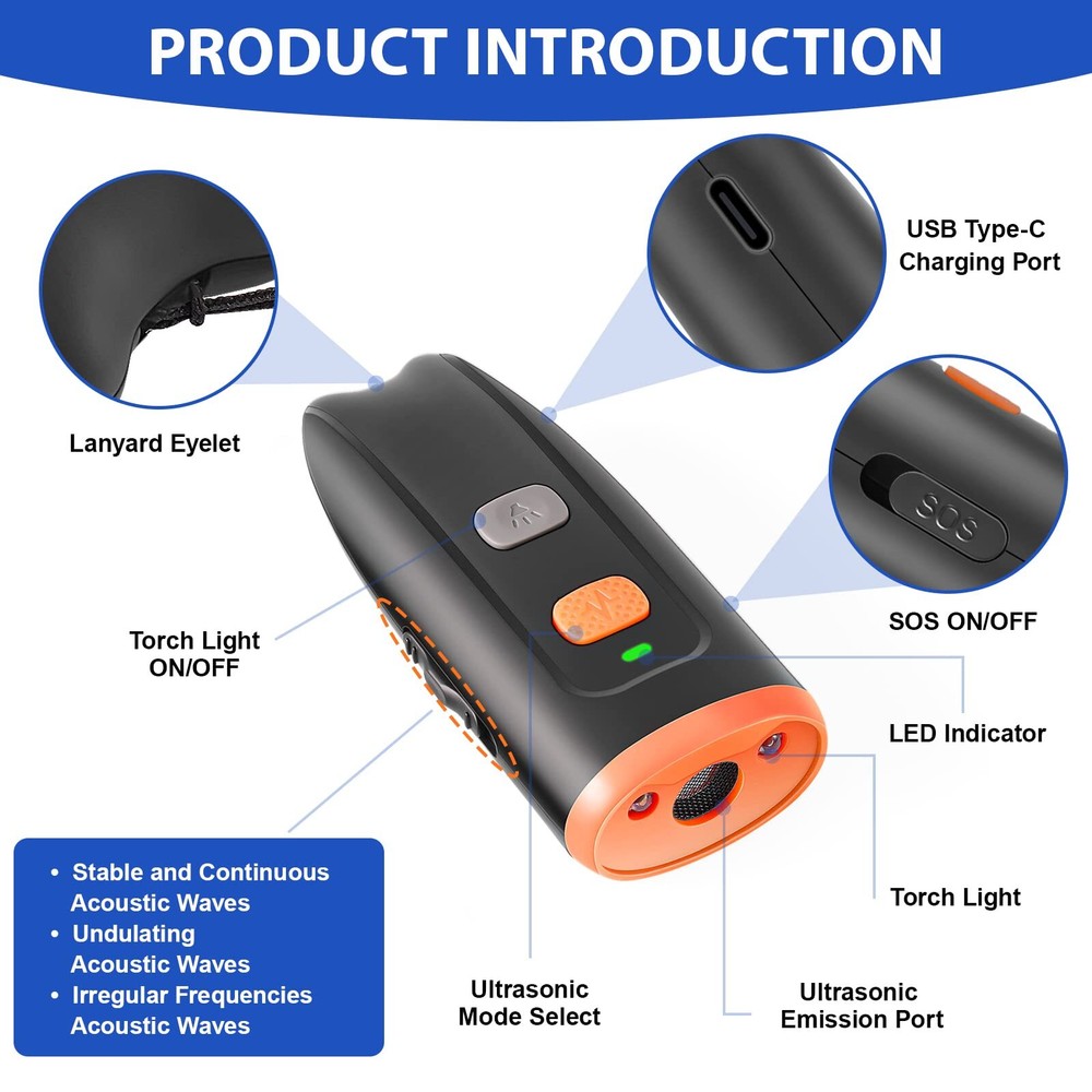 Ultrasonic Anti Barking Device Dog Bark Detterent Device with Flashlight