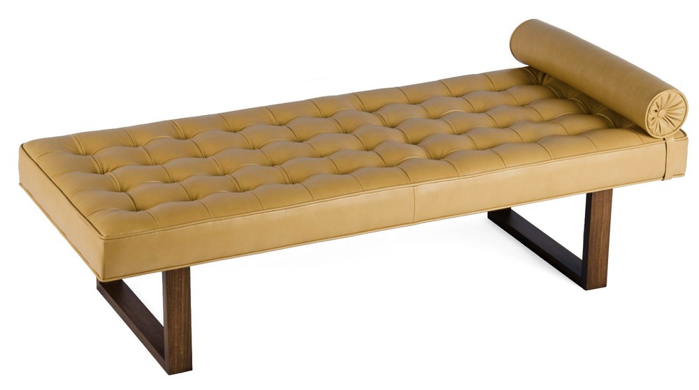 Retro - Modern Tufted Genuine Leather Daybed, Bench, Lounge Chaise
