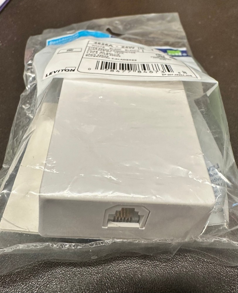 LEVITON 4625A-24W SURFACE MOUNT PHONE JACK WHITE