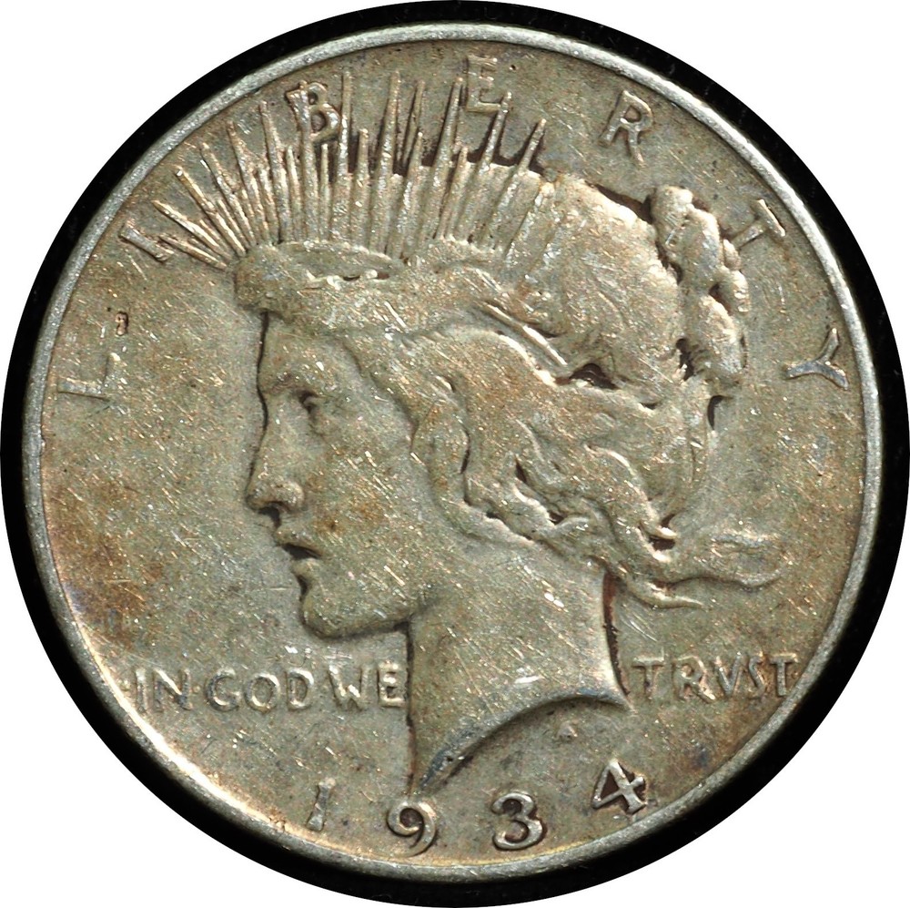1934-D Peace Dollar Cleaned VF